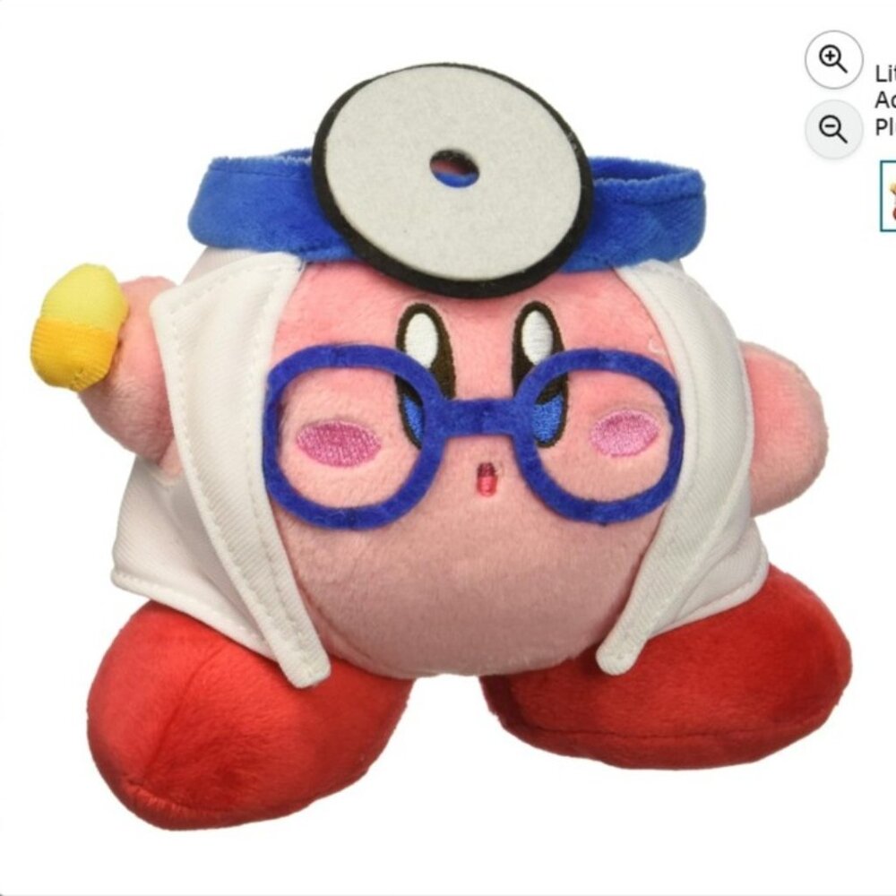 Kirby Adventure All Star "Doctor" Plush Multi-Colored Stuffie, 5" Tall